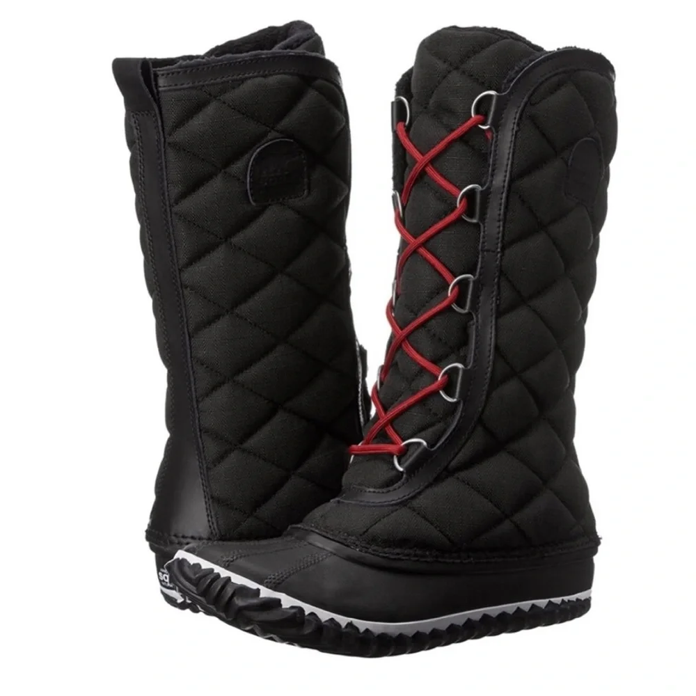 Sorel Out N About Tall Quilted Duck Boots Black Size 7.5